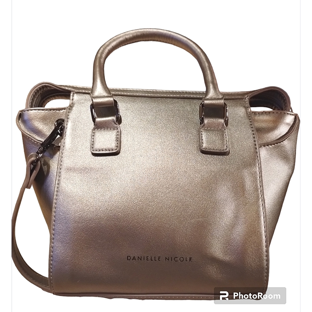 Danielle Nicole Silver Clutch Purse With Removable Shoulder Strap